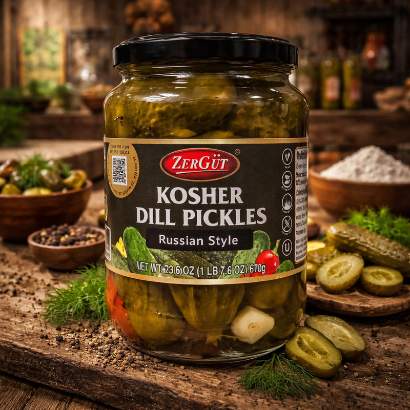 Zergut Kosher Dill Pickles Russian Style 670 g