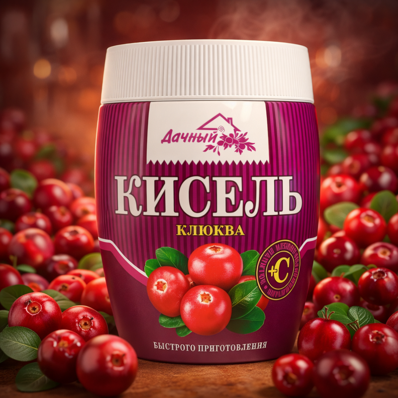 Dachny Instant Kissel Cranberry Flavor 300 g — authentic beverage from Russia | Hamilton Euromarket