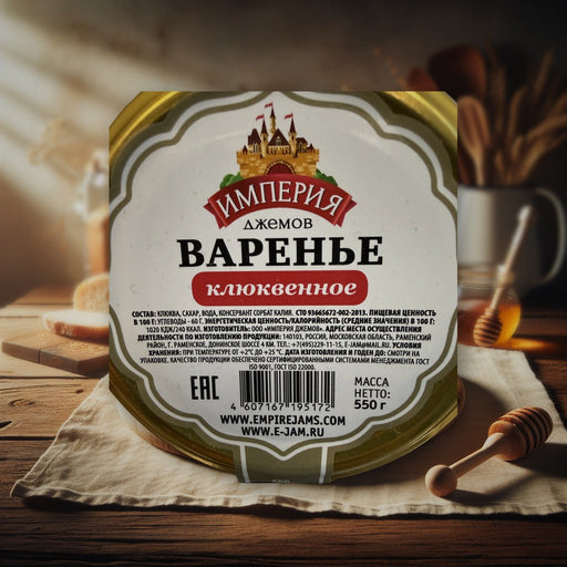 Imperiya Dzhemov Cranberry Varenye 550g — authentic pantry from Russia | Hamilton Euromarket