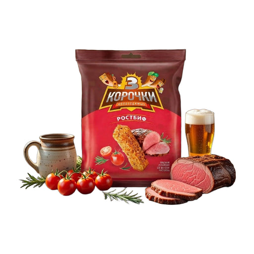 3 Korochki Korochki Rye Croutons Roast Beef Flavor 40 g | Hamilton Euromarket