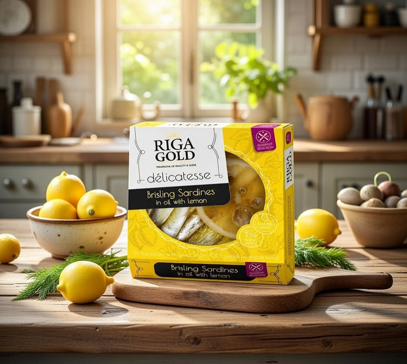 Riga Gold Brisling Sardines in Olive Oil with Lemon 120 g