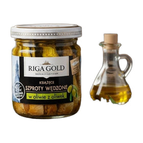 Riga Gold Smoked Sardines in Oil, Latvian Canned Seafood 100g (3.5oz)