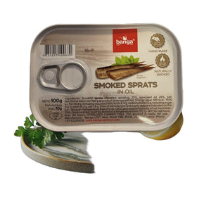 Banga Smoked Sprats in Oil, Latvian Canned Seafood 100g (3.5oz)