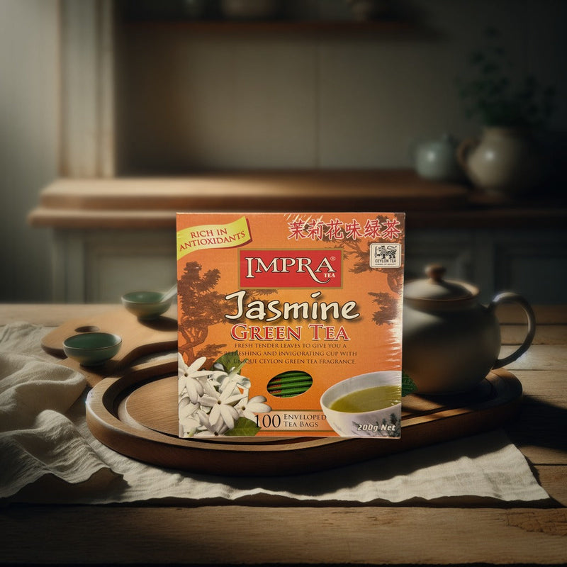 Impra Jasmine Green Tea 100 Enveloped Tea Bags 200 g — authentic beverage from Sri Lanka | Hamilton Euromarket