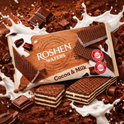 Roshen Wafers Cocoa & Milk Filling 216 g — authentic snack from Ukraine | Hamilton Euromarket