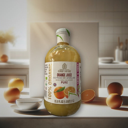 Georgia's Natural Orange Juice Cold Pressed 100% Natural Juice Never from Concentrate Pure 33.8 Fl oz (1.05qt) (1 L) — authen
