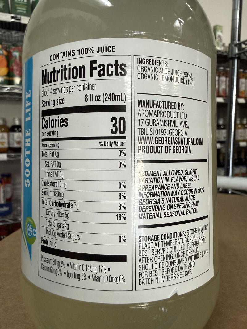 Georgia's Natural Organic Aloe Juice 1L (33.8 fl oz)