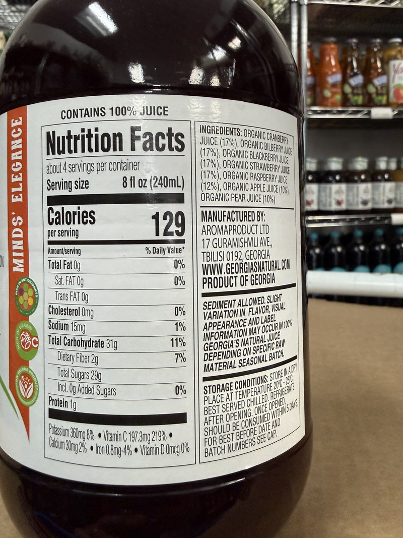 Georgia's Natural Organic Essential Berry Juice 1L (33.8 fl oz)