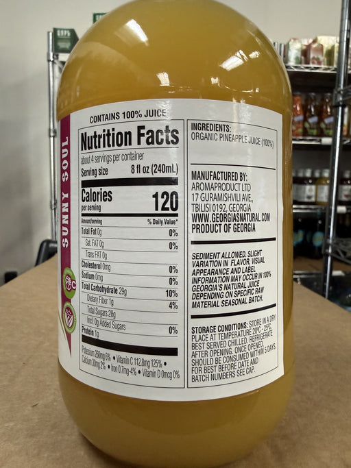 Georgia's Natural Organic Pineapple Juice 1L (33.8 fl oz)