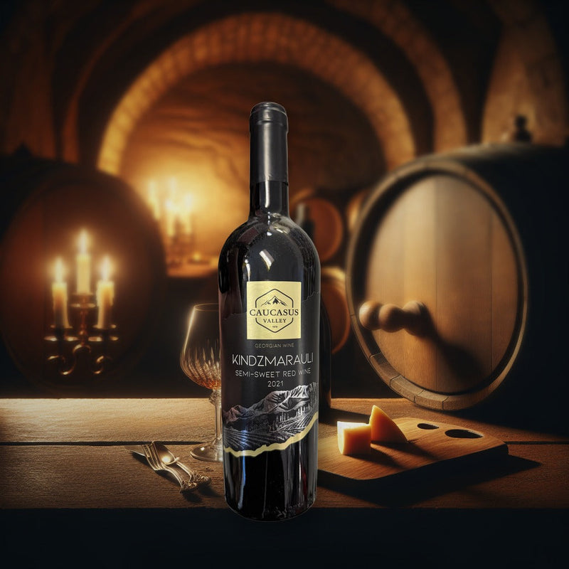 Caucasus Valley Kindzmarauli Semi-sweet Red Wine 2021 750 ml — authentic alcohol from Georgia | Hamilton Euromarket