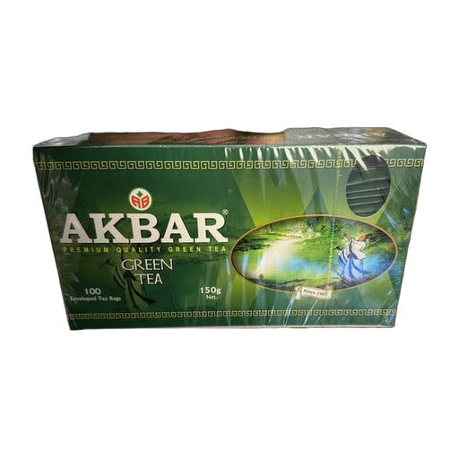 Akbar Premium Quality Green Tea 100 Enveloped Tea Bags 150g | Hamilton Euromarket
