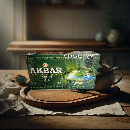 Akbar Premium Quality Green Tea 100 Enveloped Tea Bags 150g — authentic beverage from Sri Lanka | Hamilton Euromarket