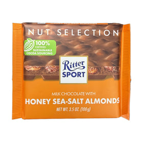 Ritter Sport Milk Chocolate with Honey Sea-Salt Almonds 100g (3.5oz)