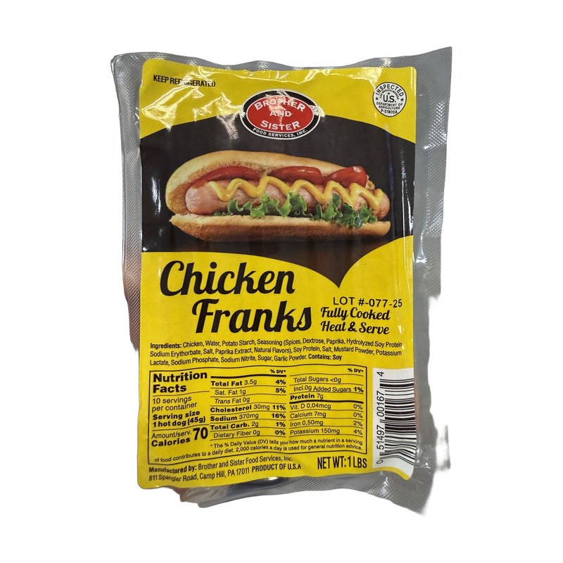 Brother and Sister Chicken Franks 1 lb (454 g) 454 g | Hamilton Euromarket