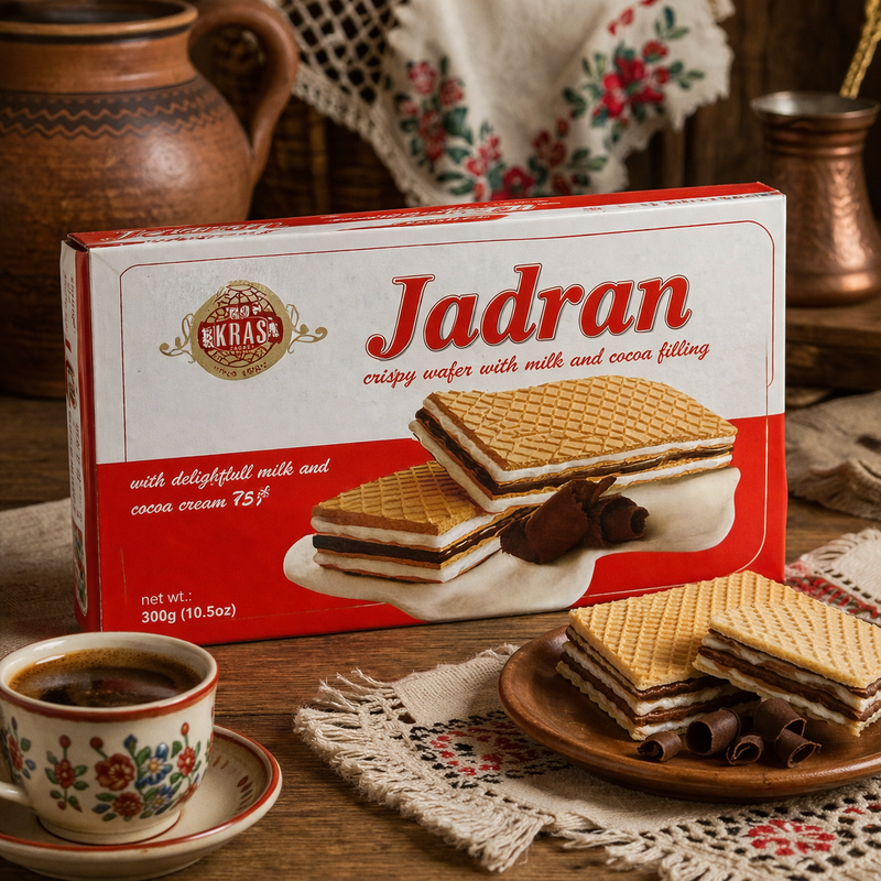 Evropa Jadran Milk Cocoa Wafer Cookies 300 g — authentic snack from North Macedonia | Hamilton Euromarket