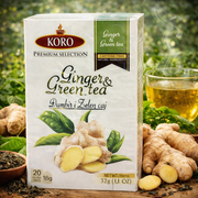 Koro Premium Ginger & Green Tea 32 g — authentic beverage from Germany | Hamilton Euromarket