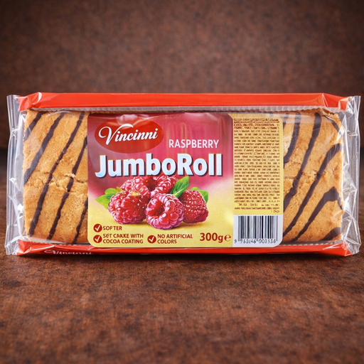 Vincinni Jumbo Roll Raspberry Cake Roll 300 g — authentic snack from North Macedonia | Hamilton Euromarket