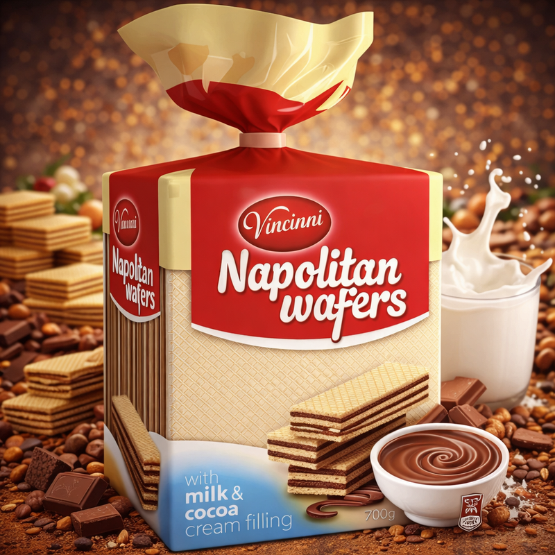 Vincinni Napolitan Wafers Milk & Cocoa 700 g