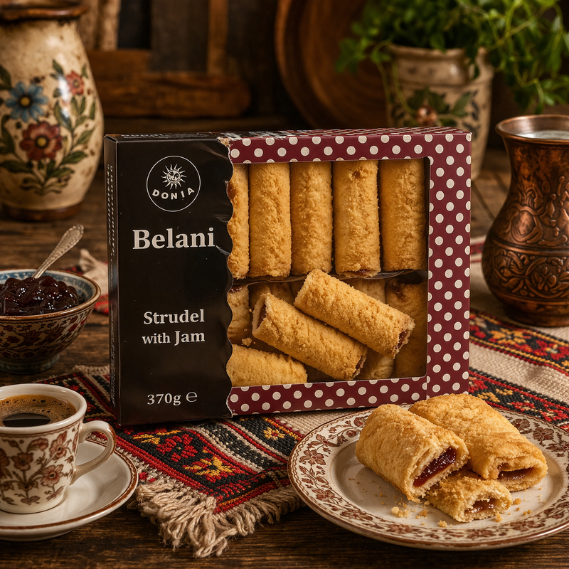 Donia Belani Strudel with Jam 370 g — authentic snacks-sweets from North Macedonia | Hamilton Euromarket