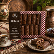 Donia Belani Strudel with Jam Cocoa Coating 400 g — authentic snacks-sweets from North Macedonia | Hamilton Euromarket