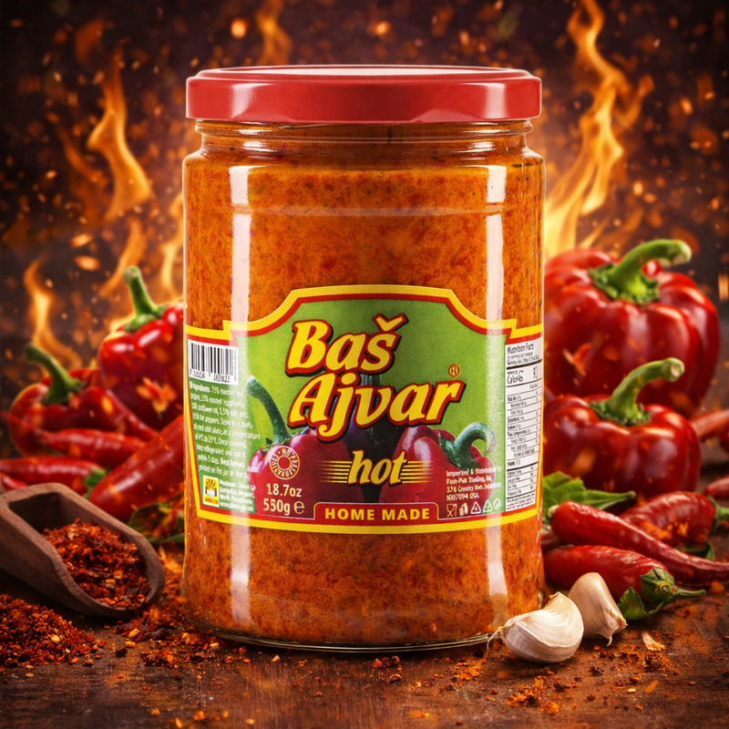 Bas Ajvar Hot Roasted Red Pepper & Eggplant Spread 530 g