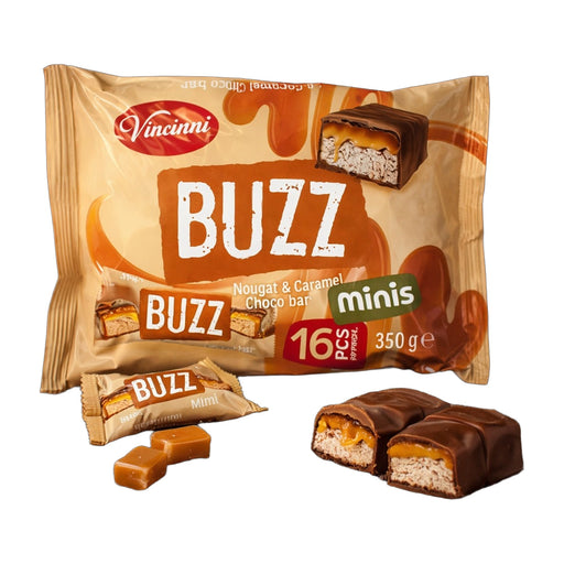 Vincinni Buzz Caramel Choco Bar Mini 16 pcs 350 g | Hamilton Euromarket