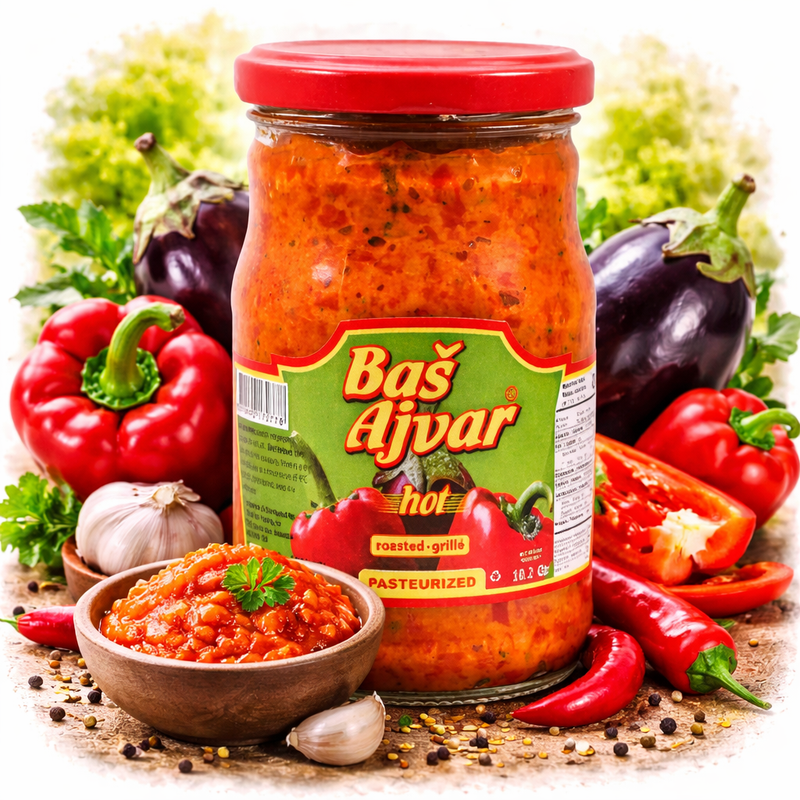 Bas Ajvar Hot Roasted Red Pepper Spread 290 g