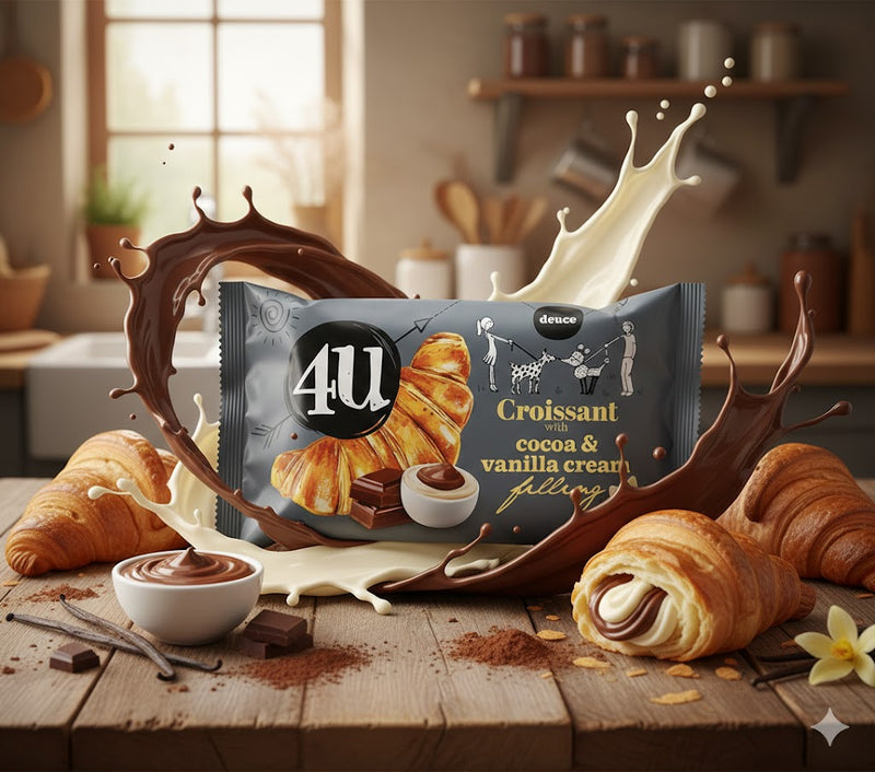 4U Croissant Max Cocoa & Vanilla Cream Filling 80 g