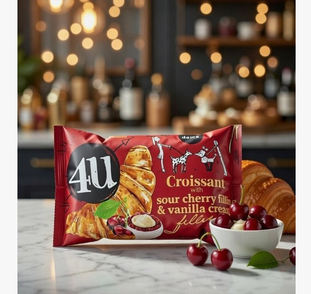 4U Croissant Sour Cherry & Vanilla Filling 80 g