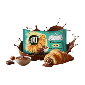 4U Croissant Max Cocoa Cream Filling, Montenegrin Pastry 80g (2.8oz)