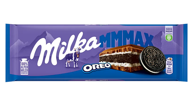 Milka MMMax Oreo Milk Chocolate Bar 300g — OEM packshot
