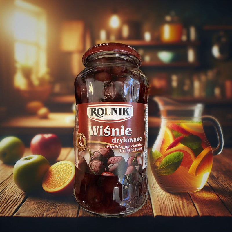 Rolnik Pitted Sour Cherries In Light Syrup 720ml — authentic beverage from Poland | Hamilton Euromarket