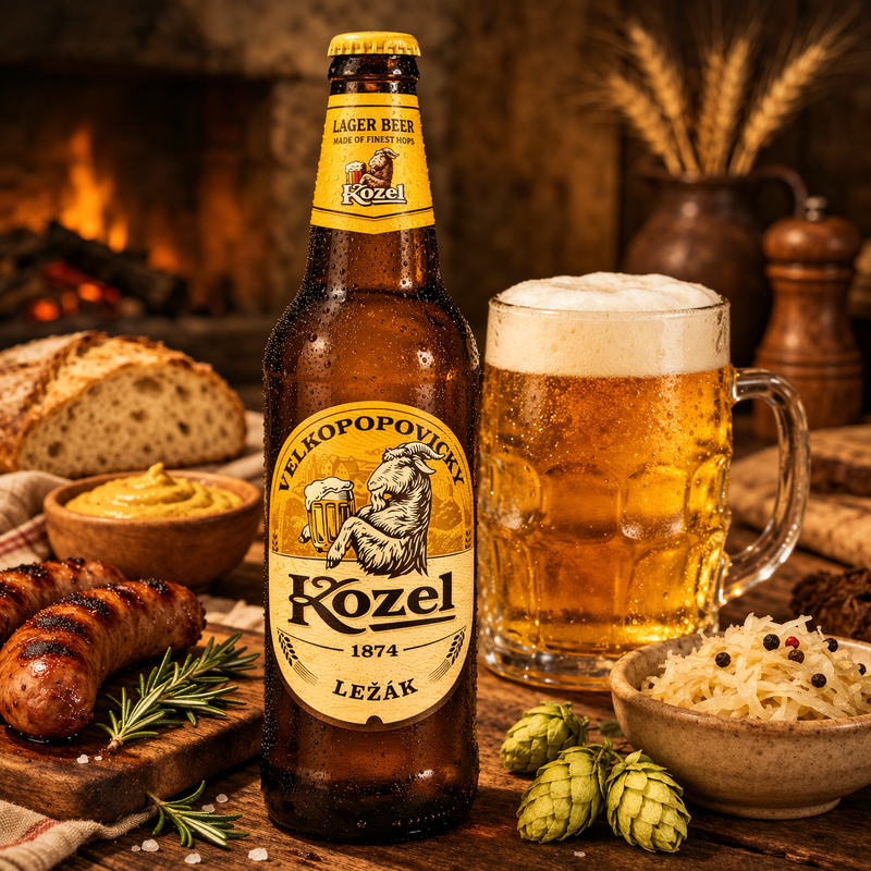 Velkopopovický Kozel Ležák Lager Beer 500 mL