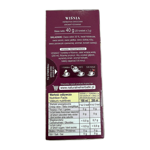 Malwa Sour Cherry Fruit Tea Bags 40g (1.4oz) | HE gallery 5902781000468 #2