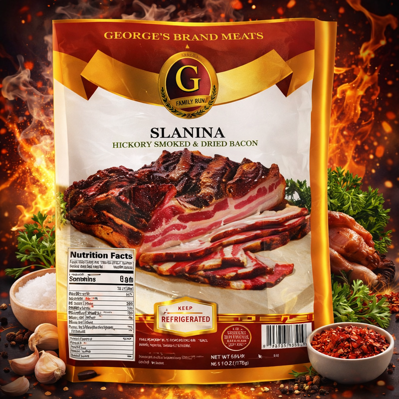 Bulgarian Style Hickory Smoked & Dried Bacon 1 lb