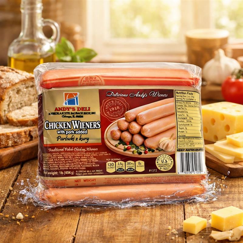 Andys Deli Chicken Wieners with Pork Added 1 lb (Deli Meat)