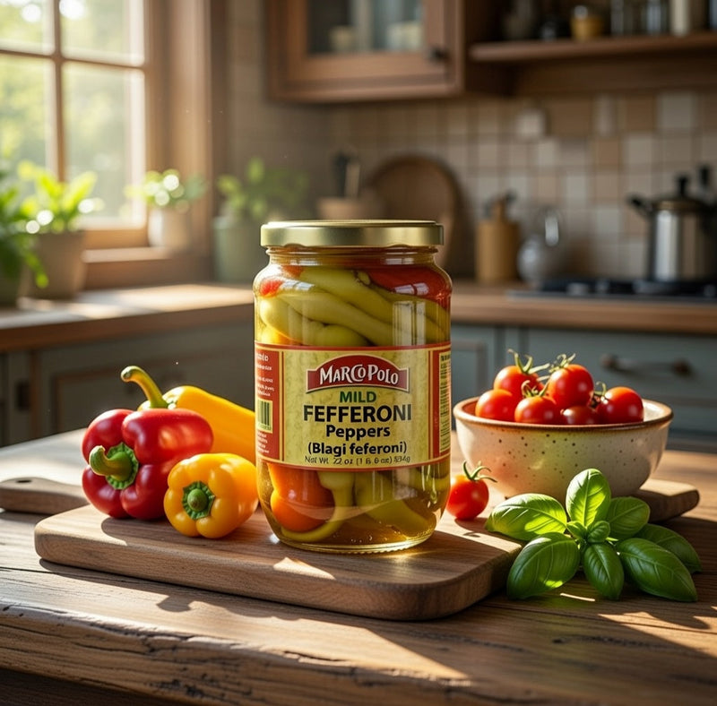 Marco Polo Mild Feferoni Peppers 600 g — authentic pantry from United States | Hamilton Euromarket