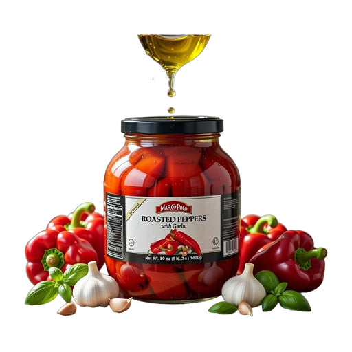 Marco Polo Roasted Red Peppers with Garlic 680 g (24 oz) | Hamilton Euromarket