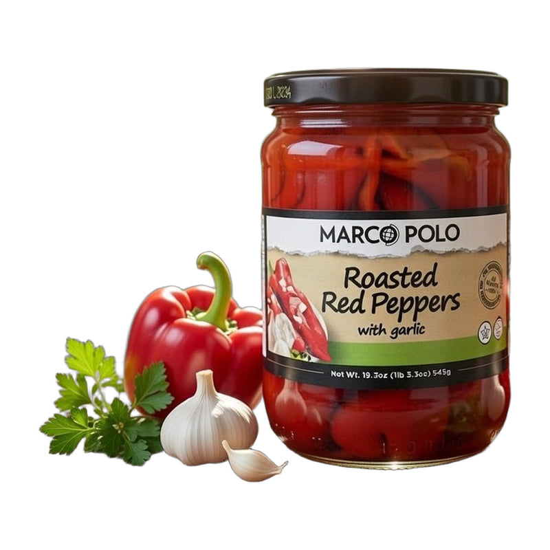 Marco Polo Roasted Red Peppers with Garlic 545 g | Hamilton Euromarket