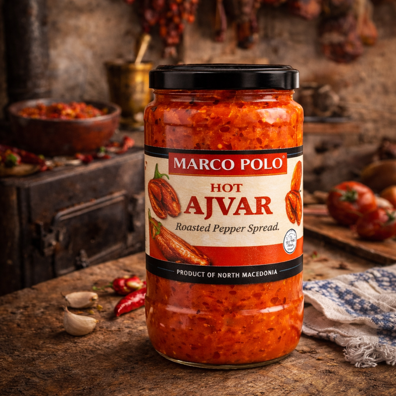 Marco Polo Hot Ajvar Roasted Red Pepper Spread 545 g