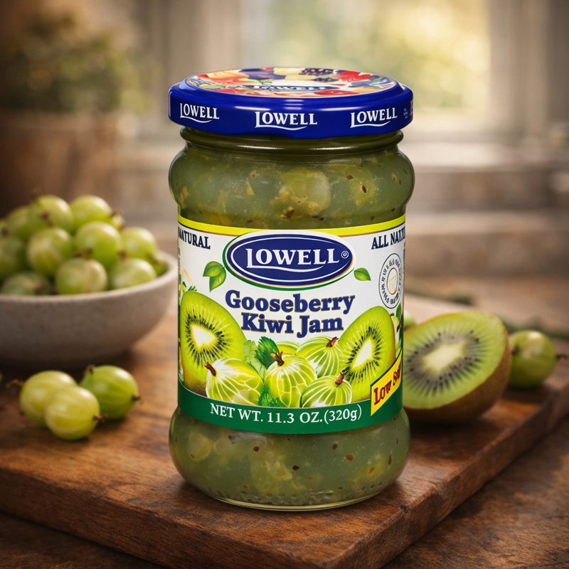 Lowell Gooseberry Kiwi Jam Low Sugar 320 g