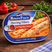 Rügen Fisch Herring Fillets in Paprika Sauce 200 g — authentic pantry from Germany | Hamilton Euromarket