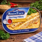Rügen Fisch Herring Fillets in Mustard Sauce 200 g — authentic pantry from Germany | Hamilton Euromarket