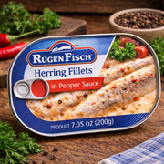 Rügen Fisch Herring Fillets in Pepper Sauce 200 g — authentic pantry from Germany | Hamilton Euromarket