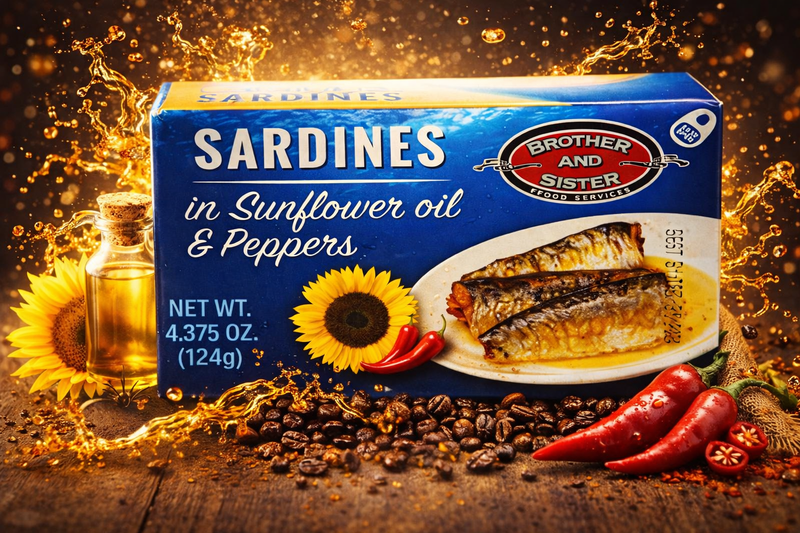 Brother & Sister Sardines in Sunflower Oil with Spicy Peppers 125 g — authentic pantry from United States | Hamilton Euromark