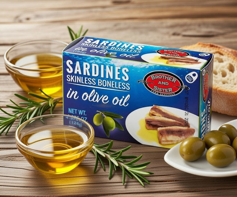Brother & Sister Skinless & Boneless Sardines in Olive Oil 124 g — authentic pantry from United States | Hamilton Euromarket
