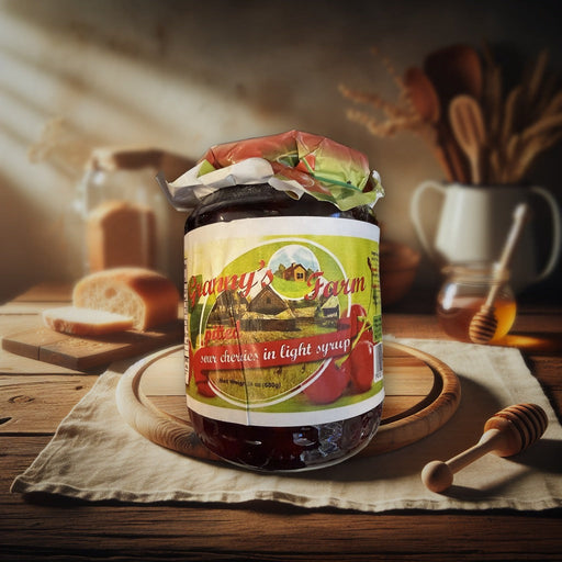 Granny's Farm Pitted Sour Cherries In Light Syrup 680 g — authentic pantry from EU | Hamilton Euromarket