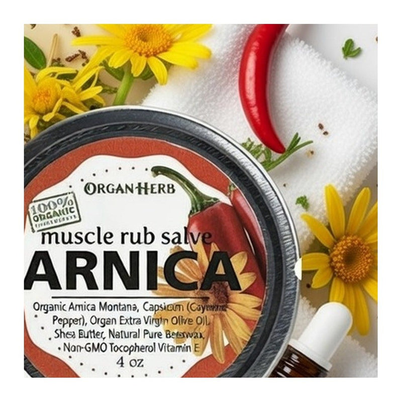 Organherb Arnica Muscle Rub Salve, Serbian Organic 113g (4oz) | HE gallery 714757810200 #3