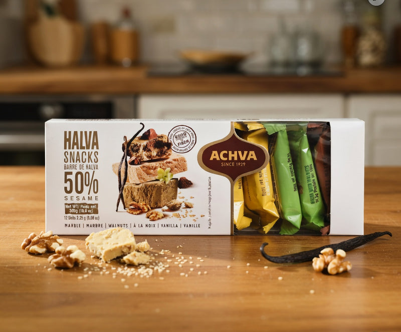 Achva Halva Snacks 50% Sesame Assorted 300 g — authentic snack from Israel | Hamilton Euromarket
