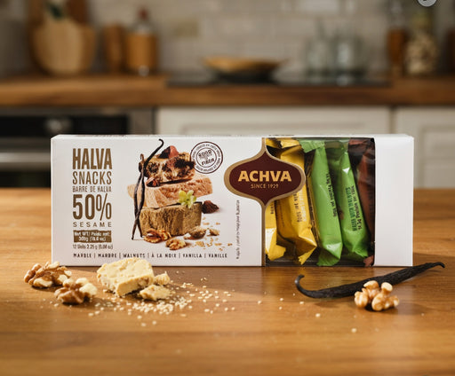 Achva Halva Snacks 50% Sesame Assorted 300 g — authentic snack from Israel | Hamilton Euromarket